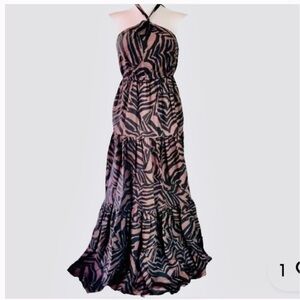 Nicole Miller New York Animal Print Halter Maxi
Dress Black Brown